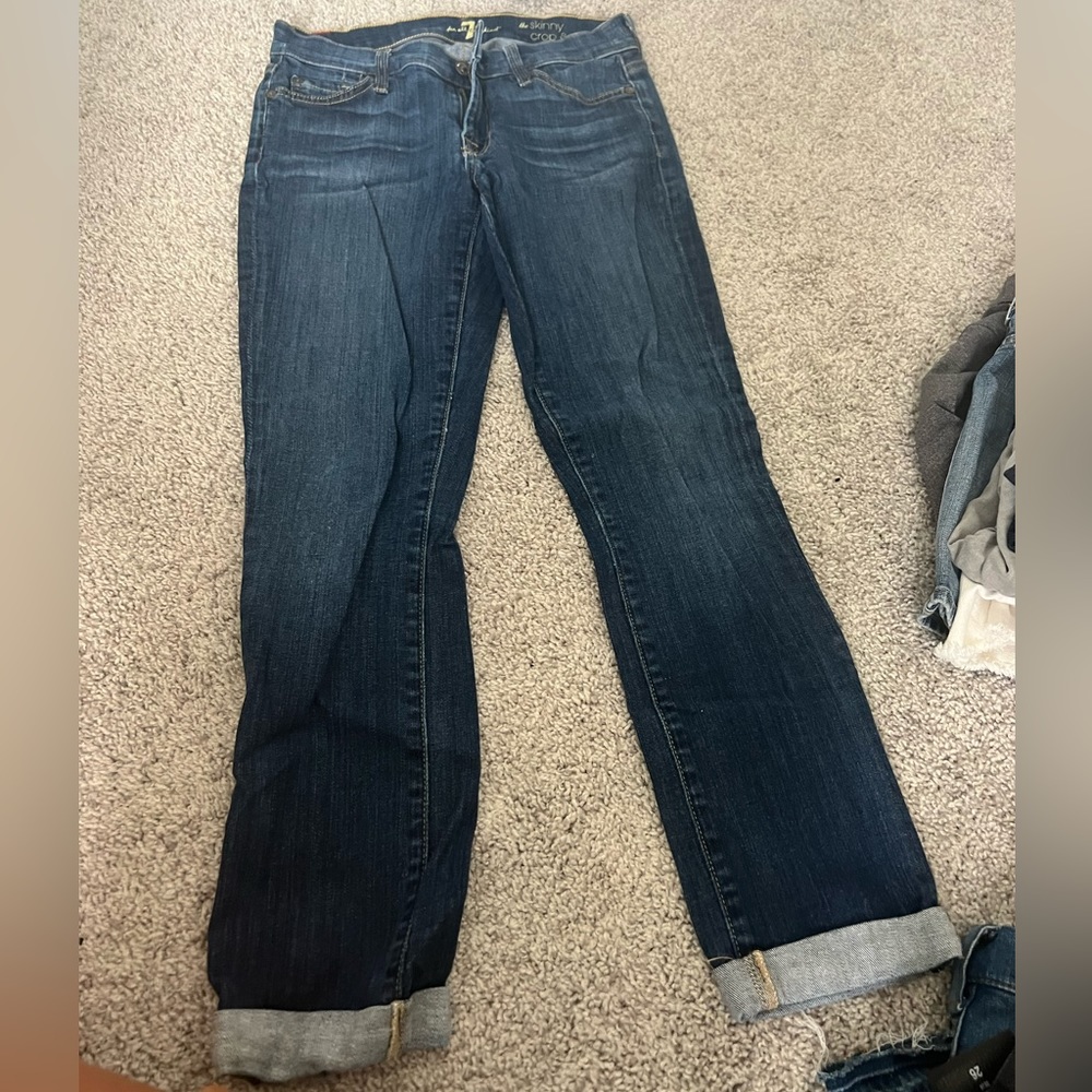 7 for all mankind jeans. Skinny and cropped. Size 27.